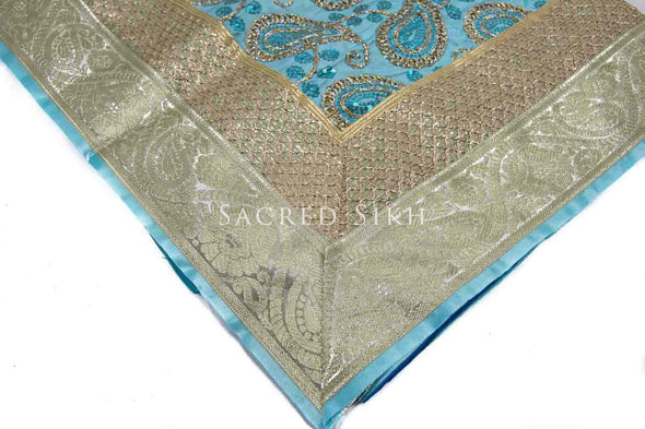 Rumalla Sahib Baby Blue Sequence with Paisley Design
