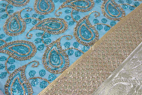Rumalla Sahib Baby Blue Sequence with Paisley Design