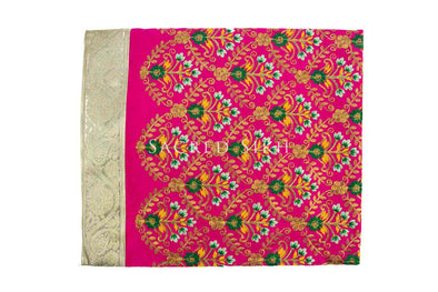 Rumalla Sahib Bright Pink with Green Floral Design