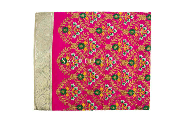 Rumalla Sahib Bright Pink with Green Floral Design