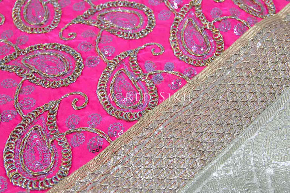 Rumalla Sahib Bright Pink Sequence with Paisley Design