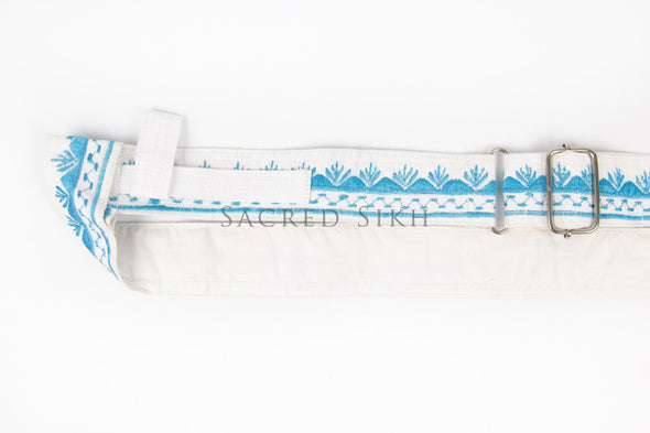 Gatra White with Turquoise Triangle Embroidery