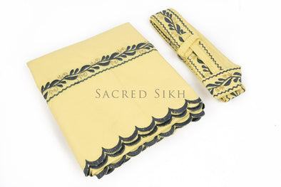 Hazuriya Gatra Set Large - Lemon and Grey Embroidery - Sacred Sikh
