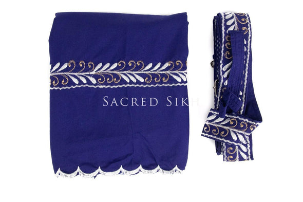 Hazuriya Gatra Set Large - Royal and White Embroidery - Sacred Sikh