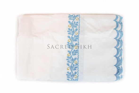 Hazuriya Gatra Set Large - White and Turquoise Embroidery - Sacred Sikh