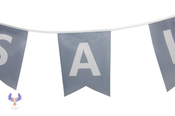 Bunting Flag Decorations - Happy Vaisakhi - Grey and White - Accessories - Sacred Sikh