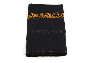 Hazuriya Black with Orange Stitching 2.25m - Clothing - Sacred Sikh