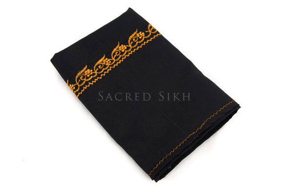 Hazuriya Black with Orange Stitching 2.25m - Clothing - Sacred Sikh