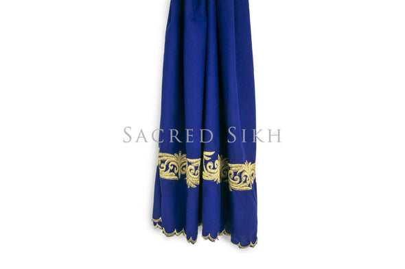 Hazuriya Bespoke Royal Blue and Gold Embroidery 2.25m