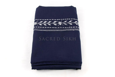 Hazuriya Navy Blue with White Stitching 2.25m - Clothing - Sacred Sikh
