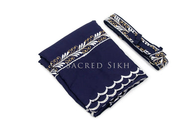 Hazuriya Gatra Set Large - Navy and White Embroidery - Clothing - Sacred Sikh