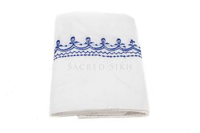 Hazuriya White with Royal Blue Stitching 2.25m - Clothing - Sacred Sikh