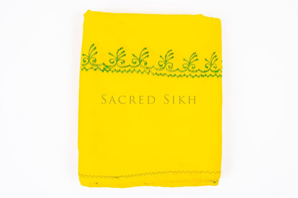 Hazuriya Yellow with Green Stitching 2.25m - Sacred Sikh