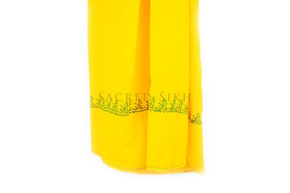 Hazuriya Yellow with Green Stitching 2.25m - Sacred Sikh
