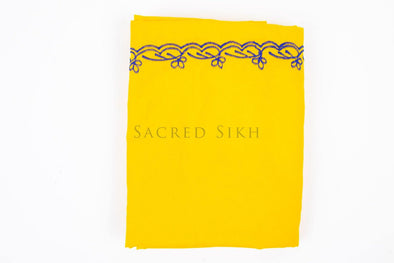 Hazuriya Yellow with Royal Blue Stitching 2.25m - Sacred Sikh