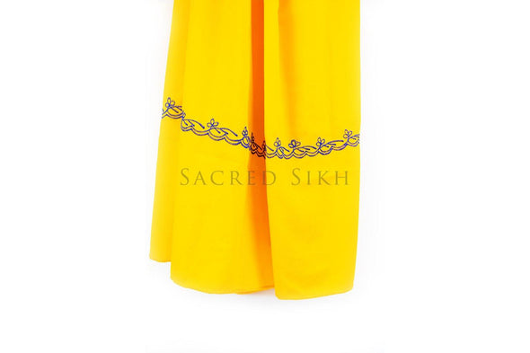 Hazuriya Yellow with Royal Blue Stitching 2.25m - Sacred Sikh
