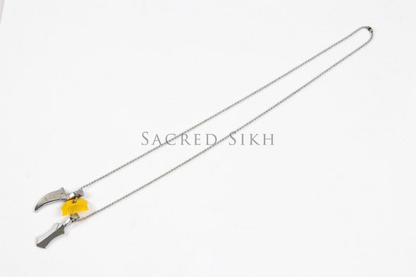 Steel Neck Chain with Kanga, Khanda and Kirpan - Sacred Sikh