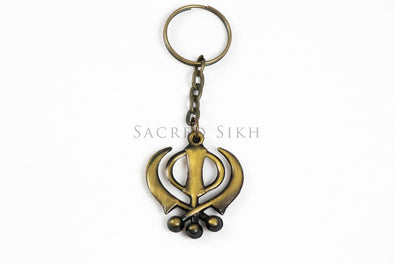 Khanda Key Ring Brown - Sacred Sikh