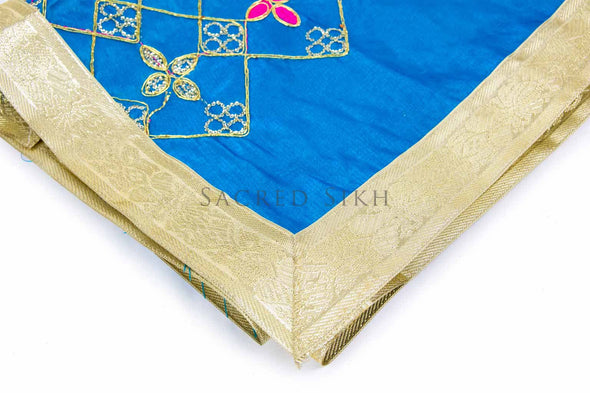 Rumalla Sahib Diamond Flower Design - Blue