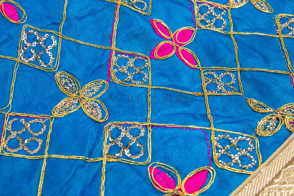 Rumalla Sahib Diamond Flower Design - Blue