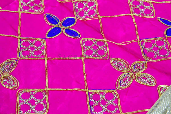 Rumalla Sahib Diamond Flower Design - Bright Pink