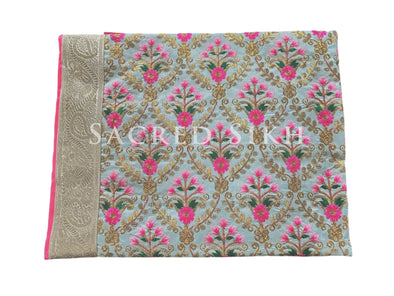 Rumalla Sahib Single Baby Blue with Pink Floral