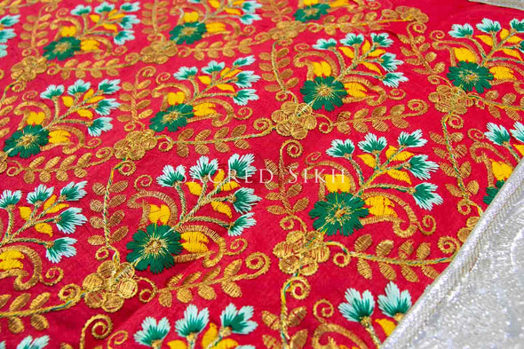 Rumalla Sahib Dusty Orange/Red with Green Floral Design