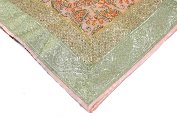 Rumalla Sahib Light Peach Sequence with Paisley Design