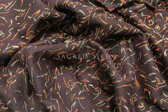 Brown Doodle Printed Turban Material