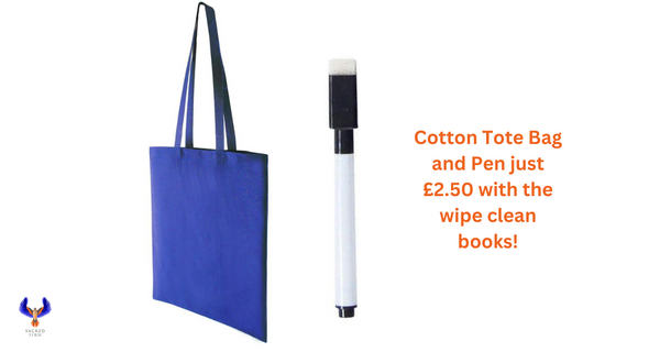 Blue Cotton Tote Bag For Life and Wipe Clean Pen