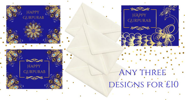 Gurpurab Greeting Card - Gold Peacock