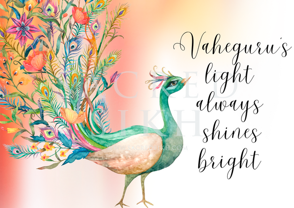 Vahegurus Light Peacock Greeting Card