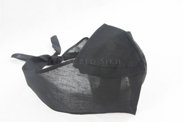 Face Covering/Mask with Cotton Tie - Black - Sacred Sikh