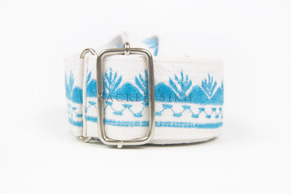 Gatra White with Turquoise Triangle Embroidery