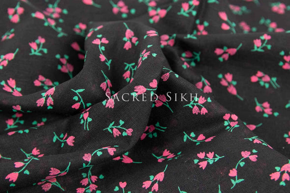 Floral Noir Turban Material -  - Sacred Sikh