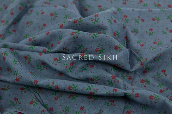 Garden On Grey Turban Material -  - Sacred Sikh