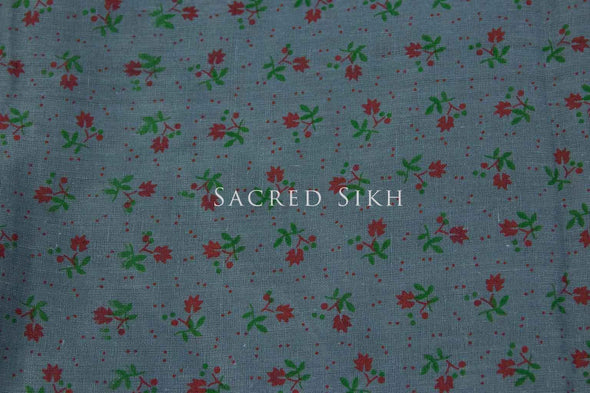 Garden On Grey Turban Material -  - Sacred Sikh