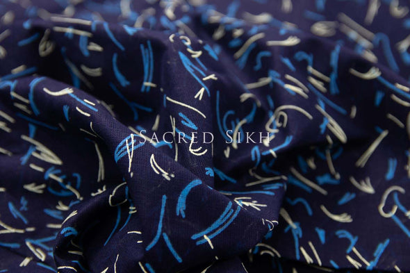 Navy Doodle Turban Material -  - Sacred Sikh