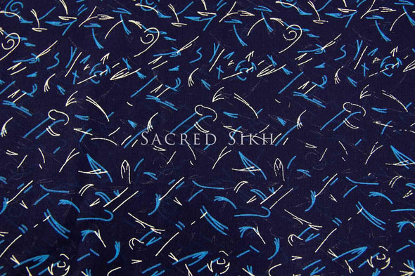 Navy Doodle Turban Material -  - Sacred Sikh