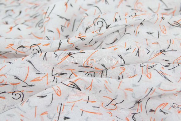 White Doodle Turban Material -  - Sacred Sikh